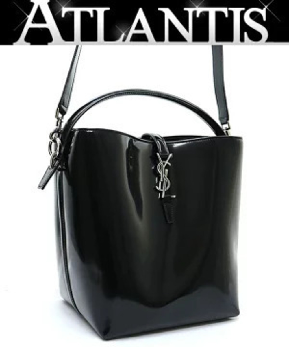 Saint Laurent Paris Bag Bucket Le Toronto Set Glossy Leather Black
